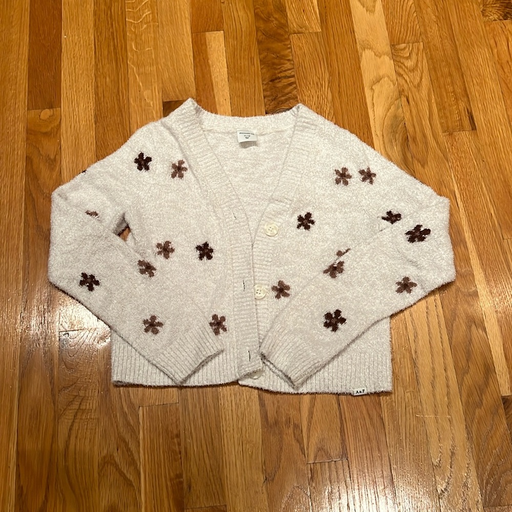 Girls cream colored super soft cardigan sweater